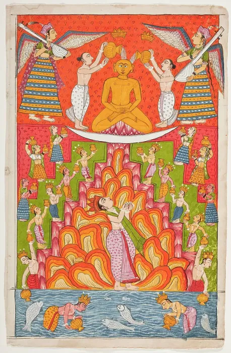 Framed Print : Lustration of a Jina Rishabhanatha (Adinatha), Folio from a Bhaktamara... between c1800 and c1825. Creator: Unknown Framed Print : Lustration of a Jina Rishabhanatha (Adinatha), Folio from a Bhaktamara... between c1800 and c1825. Creator: Unknown