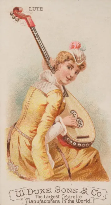 Framed Print : Lute, from the Musical Instruments series (N82) for Duke brand cigarettes, 1888. 1888 Framed Print : Lute, from the Musical Instruments series (N82) for Duke brand cigarettes, 1888. 1888