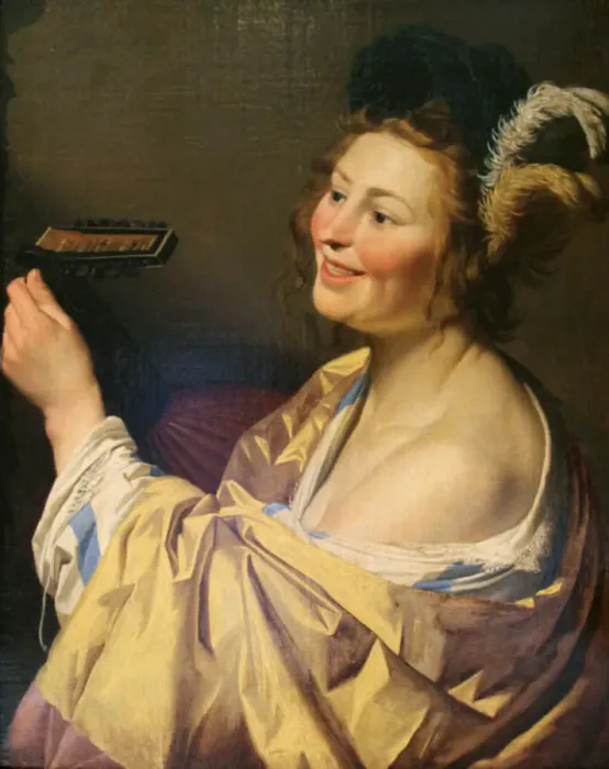 Framed Print : Lute Player, 1624. Artist: Gerrit van Honthorst Framed Print : Lute Player, 1624. Artist: Gerrit van Honthorst