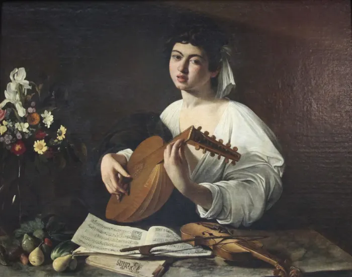 Framed Print : Lute-Player, c1595. Artist: Michelangelo Caravaggio Framed Print : Lute-Player, c1595. Artist: Michelangelo Caravaggio