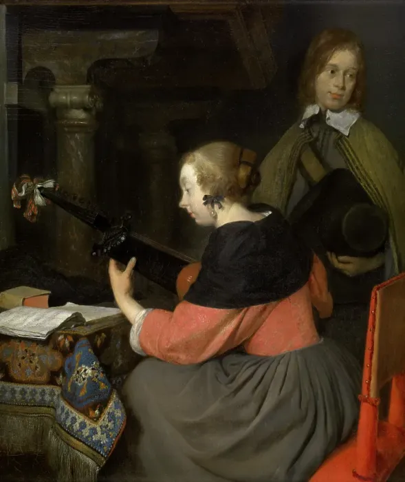 Framed Print : Lute Player. Creator: Gerard Terborch II Framed Print : Lute Player. Creator: Gerard Terborch II