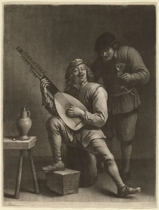 Framed Print : The Lute Player and the Drinker. Creator: Wallerant Vaillant Framed Print : The Lute Player and the Drinker. Creator: Wallerant Vaillant