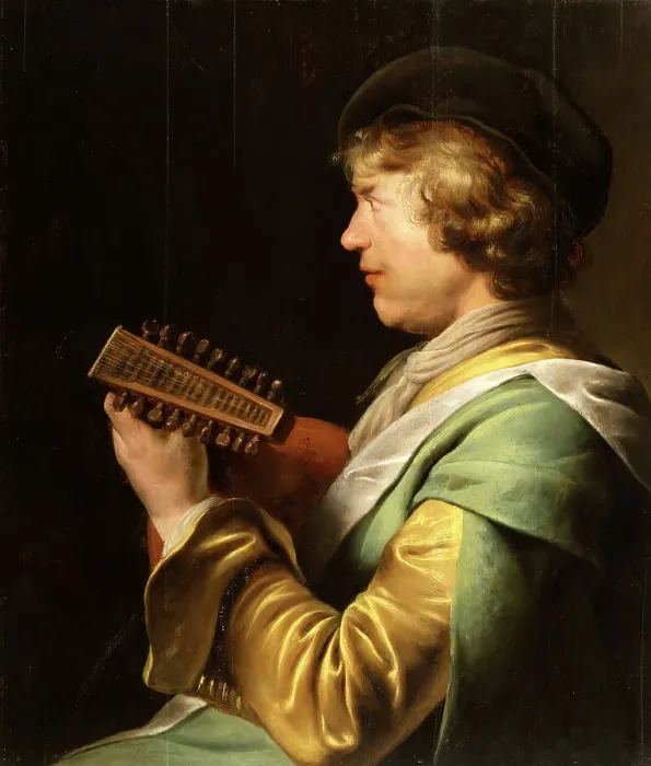 Framed Print : Lute Player (Rembrandt van Rijn), c1629. Creator: Jan Lievens Framed Print : Lute Player (Rembrandt van Rijn), c1629. Creator: Jan Lievens