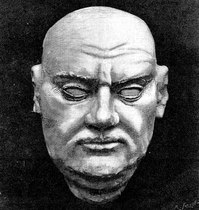 Framed Print : The Luther Celebration: cast of Luther's face, taken after his death..St. Mary's Church, Halle, 1883 Creator: R Framed Print : The Luther Celebration: cast of Luther's face, taken after his death..St. Mary's Church, Halle, 1883 Creator: R