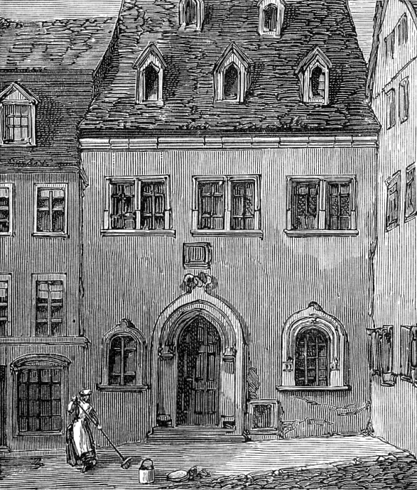 Framed Print : The Luther Celebration in Germany: house in which Luther died at Eisleben, Feb. 18, 1546, (1883). Creator: Unknown Framed Print : The Luther Celebration in Germany: house in which Luther died at Eisleben, Feb. 18, 1546, (1883). Creator: Unknown
