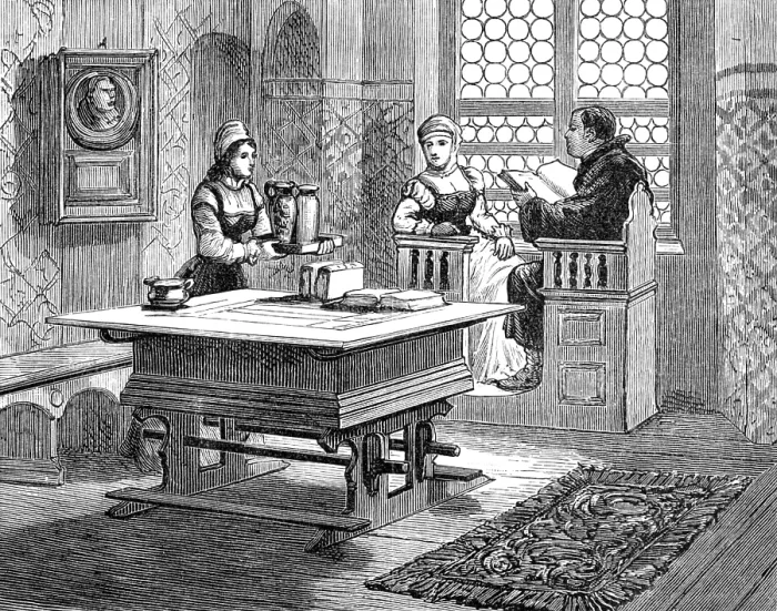 Framed Print : The Luther Celebration in Germany: Luther and his wife in their home at Wittenberg, 1883. Creator: Unknown Framed Print : The Luther Celebration in Germany: Luther and his wife in their home at Wittenberg, 1883. Creator: Unknown