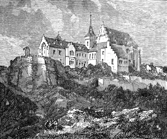 Framed Print : The Luther Celebration in Germany: the Schloss or Castle at Mansfeld, 1883. Creator: Unknown Framed Print : The Luther Celebration in Germany: the Schloss or Castle at Mansfeld, 1883. Creator: Unknown