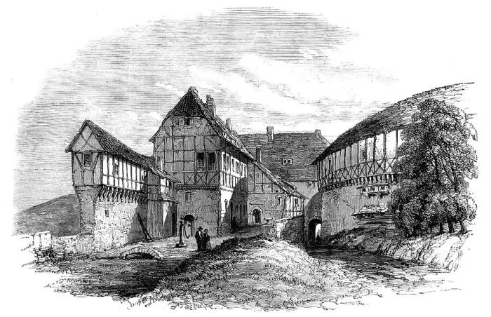 Framed Print : Luther's house at Wartburg - from a sketch by our special artist, 1862. Creator: Unknown Framed Print : Luther's house at Wartburg - from a sketch by our special artist, 1862. Creator: Unknown