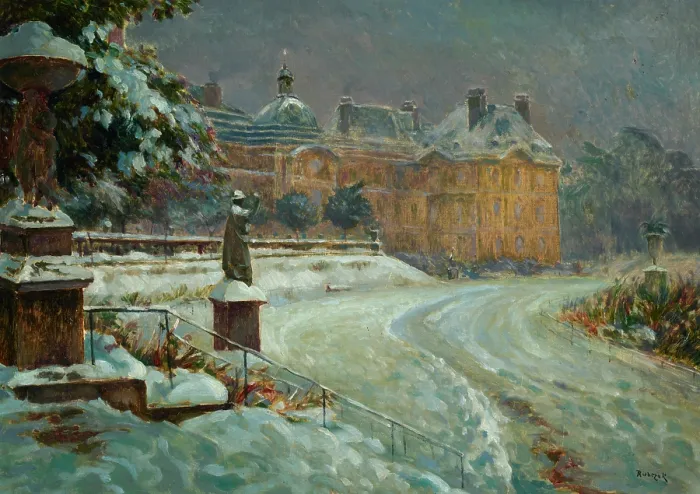 Framed Print : Luxembourg Palace in Snow, 1912. Creator: Jan Rubczak Framed Print : Luxembourg Palace in Snow, 1912. Creator: Jan Rubczak