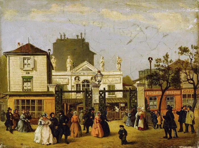Framed Print : The Luxembourg theatre, known as Bobino, rue de Fleurs, around 1845, current 6th... c1840-1850. Creator: Unknown Framed Print : The Luxembourg theatre, known as Bobino, rue de Fleurs, around 1845, current 6th... c1840-1850. Creator: Unknown