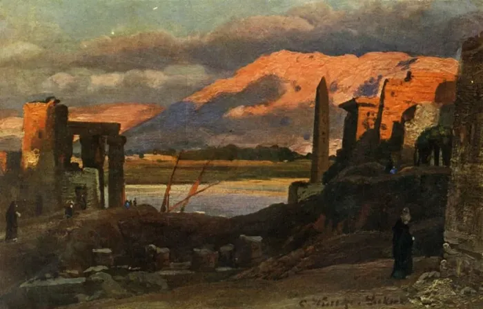 Framed Print : Luxor and the mountains of Thebes, c1918-c1939. Creator: Unknown Framed Print : Luxor and the mountains of Thebes, c1918-c1939. Creator: Unknown