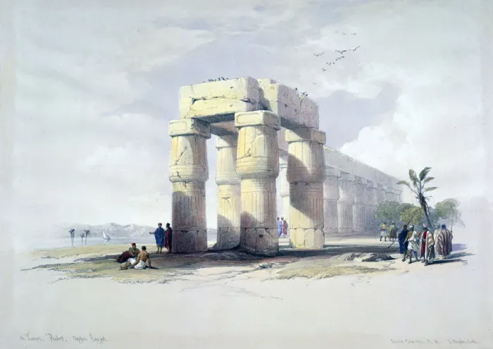 Framed Print : At Luxor, Thebes, Upper Egypt, 19th century. Artist: Louis Haghe Framed Print : At Luxor, Thebes, Upper Egypt, 19th century. Artist: Louis Haghe