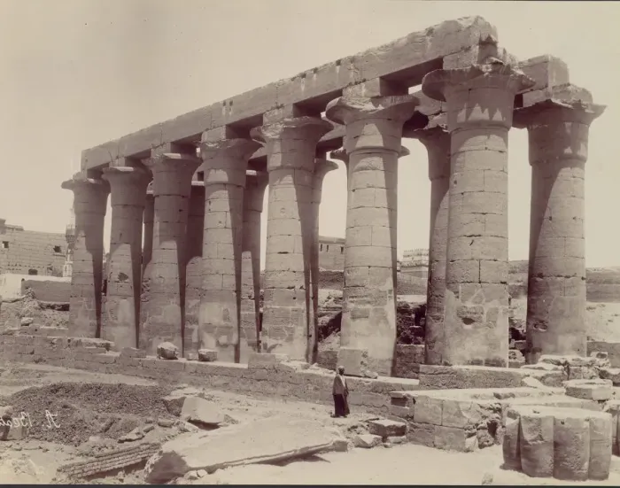 Framed Print : Luxor, vue du temple cote ouest, 1870s. Creator: Antonio Beato Framed Print : Luxor, vue du temple cote ouest, 1870s. Creator: Antonio Beato