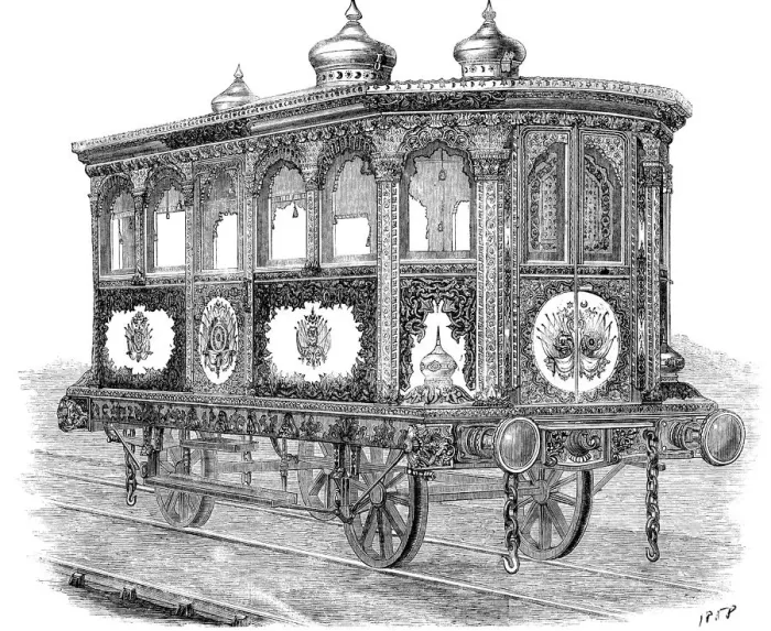 Framed Print : Luxury rail car built for the Viceroy of Egypt, engraving 1858 Framed Print : Luxury rail car built for the Viceroy of Egypt, engraving 1858
