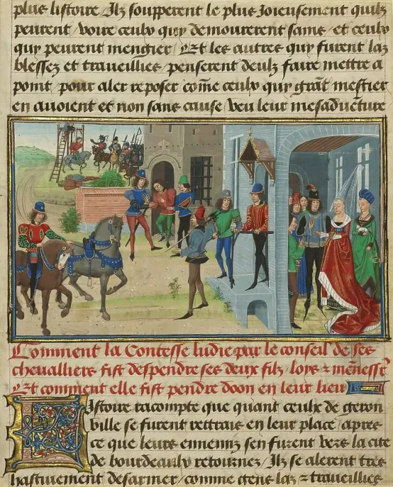Framed Print : Lydia Ordering the Death of her Sons, written 1463-1465; illuminated 1467-1472. Creators: Loyset Liedet, Pol Fruit Framed Print : Lydia Ordering the Death of her Sons, written 1463-1465; illuminated 1467-1472. Creators: Loyset Liedet, Pol Fruit