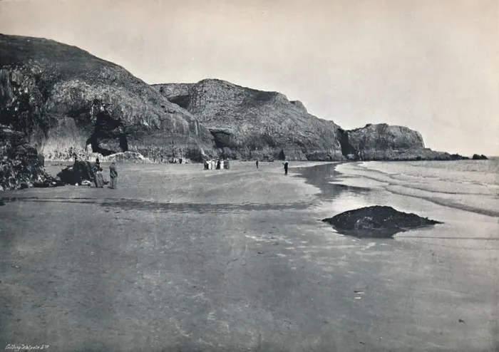 Framed Print : Lydstep - The Cliffs and the Beach, 1895 Framed Print : Lydstep - The Cliffs and the Beach, 1895