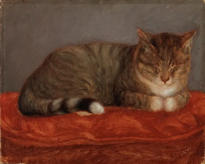 Framed Print : Lying cat, Mosse, 1872-1873. Creator: Maria Wiik Framed Print : Lying cat, Mosse, 1872-1873. Creator: Maria Wiik