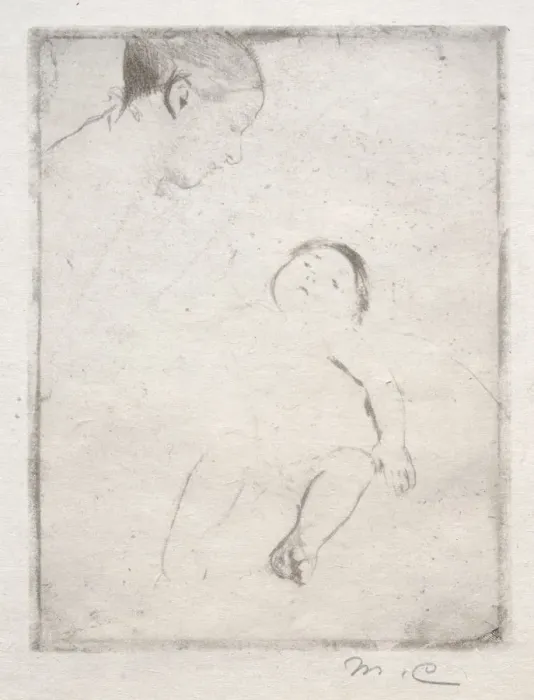 Framed Print : Bill Lying on his Mothers Lap, c. 1889. Creator: Mary Cassatt (American, 1844-1926) Framed Print : Bill Lying on his Mothers Lap, c. 1889. Creator: Mary Cassatt (American, 1844-1926)