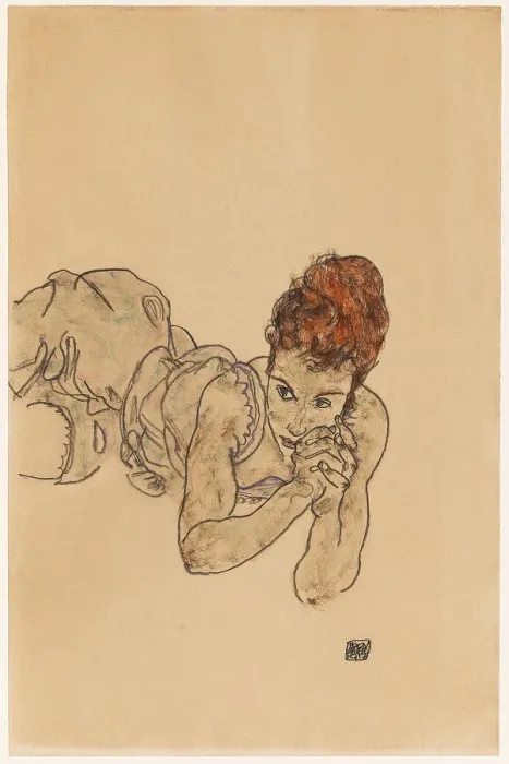 Framed Print : Lying woman, 1917. Creator: Schiele, Egon (1890-1918) Framed Print : Lying woman, 1917. Creator: Schiele, Egon (1890-1918)