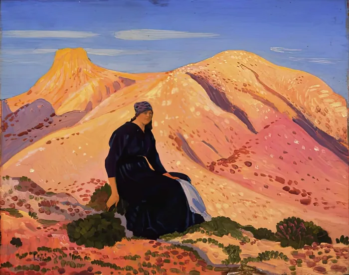 Framed Print : Lyndra in the Pyrenees, 1913. Creator: Derwent Lees Framed Print : Lyndra in the Pyrenees, 1913. Creator: Derwent Lees