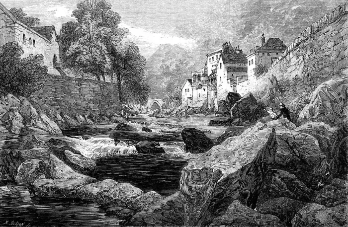 Framed Print : Lynmouth, North Devon - painted by J. Holland, 1856. Creator: M. Jackson. Lynmouth, North Devon - painted by J. Holland, 1856. Creator: M. Jackson Framed Print : Lynmouth, North Devon - painted by J. Holland, 1856. Creator: M. Jackson. Lynmouth, North Devon - painted by J. Holland, 1856. Creator: M. Jackson