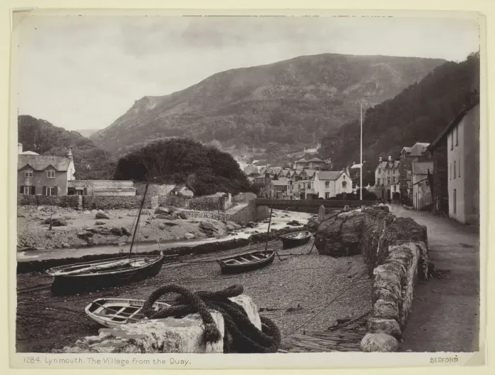 Framed Print : Lynmouth, The Village from the Quay, 1860 / 94. Creator: Francis Bedford Framed Print : Lynmouth, The Village from the Quay, 1860 / 94. Creator: Francis Bedford