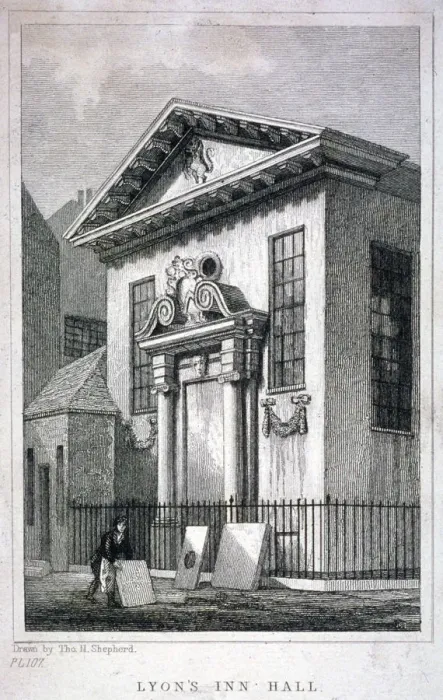 Framed Print : Lyons Inn Hall, Lyons Inn, Westminster, London, 1831. Artist: W Symms Framed Print : Lyons Inn Hall, Lyons Inn, Westminster, London, 1831. Artist: W Symms