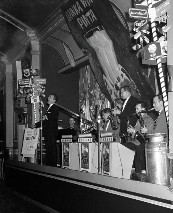 Framed Print : Lyons Maid promotional (milk) dance, Mexborough, South Yorkshire, 1960. Artist: Michael Walters Framed Print : Lyons Maid promotional (milk) dance, Mexborough, South Yorkshire, 1960. Artist: Michael Walters