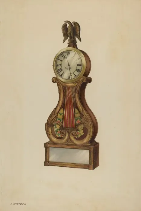 Framed Print : Lyre Clock, c. 1938. Creator: Isidore Sovensky Framed Print : Lyre Clock, c. 1938. Creator: Isidore Sovensky