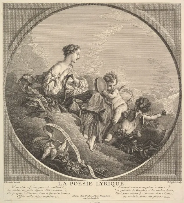 Framed Print : Lyrical Poetry, ca. 1741. Creator: Claude Augustin Duflos le Jeune Framed Print : Lyrical Poetry, ca. 1741. Creator: Claude Augustin Duflos le Jeune