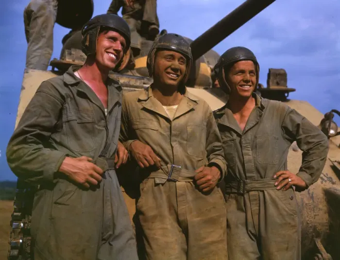 Framed Print : M-4 tank crews of the United States, Ft. Knox, Ky. 1942. Creator: Alfred T Palmer Framed Print : M-4 tank crews of the United States, Ft. Knox, Ky. 1942. Creator: Alfred T Palmer