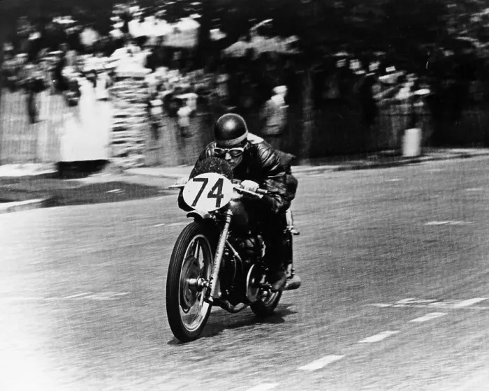 Framed Print : M Barrington on a Moto Guzzi bike, Isle of Man TT, 1949 Framed Print : M Barrington on a Moto Guzzi bike, Isle of Man TT, 1949