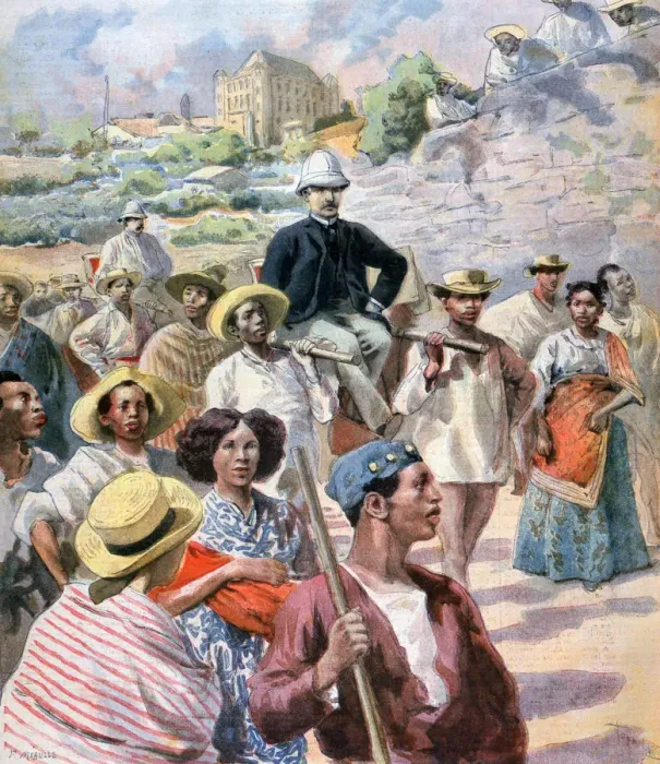 Framed Print : M le Myre de Vilers in Madagascar, 1894. Artist: F Meaulle Framed Print : M le Myre de Vilers in Madagascar, 1894. Artist: F Meaulle
