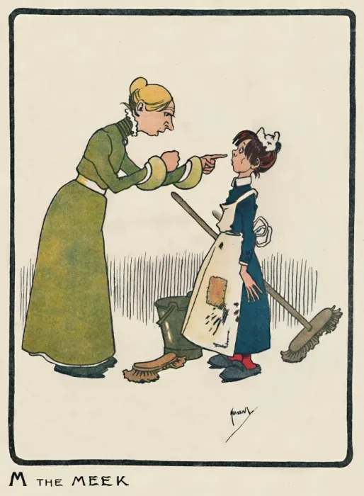 Framed Print : M the Meek, 1903. Artist: John Hassall Framed Print : M the Meek, 1903. Artist: John Hassall