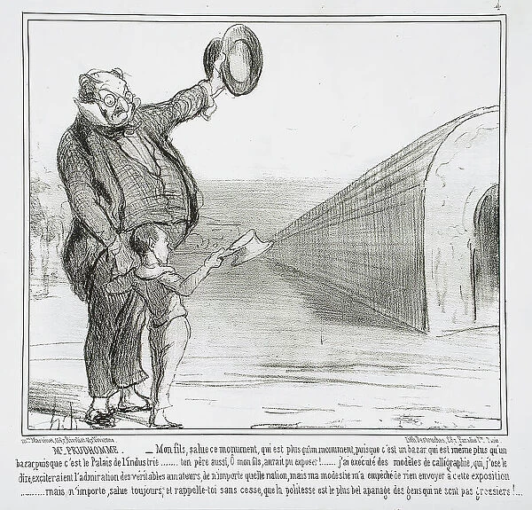 M. Prudhomme - Mon fils, salute ce monument... 1855. Creator: Honore Daumier