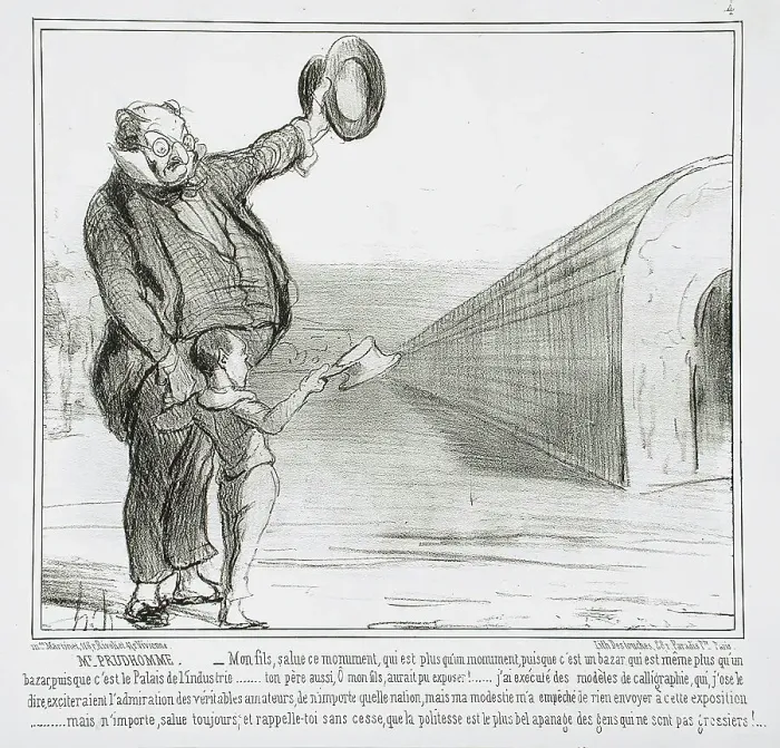 Framed Print : M. Prudhomme - Mon fils, salute ce monument... 1855. Creator: Honore Daumier Framed Print : M. Prudhomme - Mon fils, salute ce monument... 1855. Creator: Honore Daumier