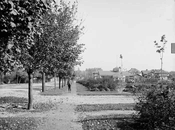 Framed Print : M Street with boys garden and officers club, National Cash Register [Company], Dayton, (1902?). Creator: William H. Jackson