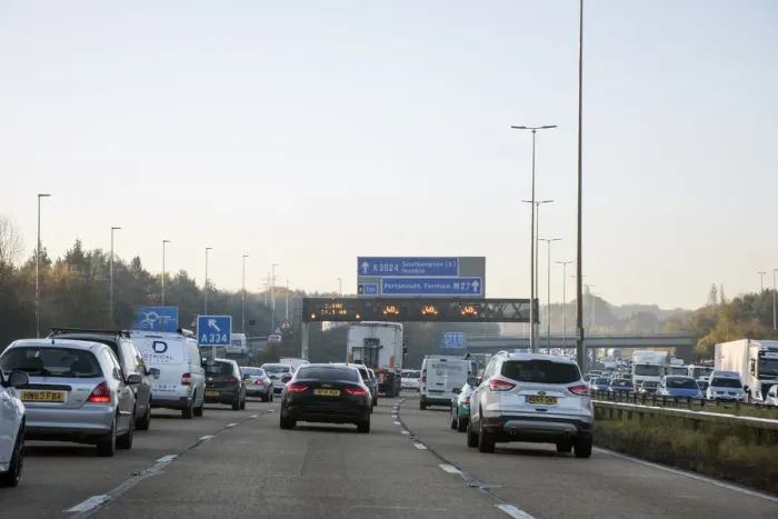 Framed Print : M27 motorway during morning rush-hour 2017. Creator: Unknown Framed Print : M27 motorway during morning rush-hour 2017. Creator: Unknown