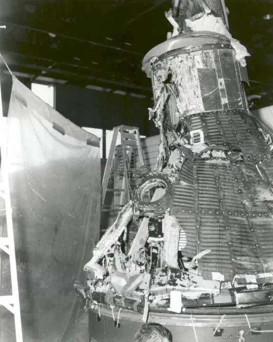 Framed Print : MA-1 capsule reassembled after explosion, USA, 1960. Creator: NASA