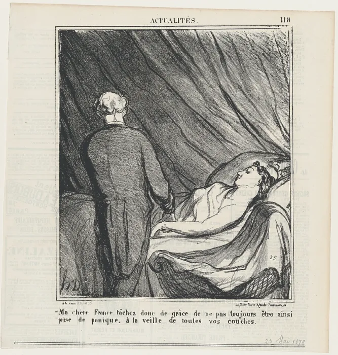 Framed Print : Ma chere France, lachez donc de grace de ne pas toujours etre ainsi prise de panique... 1870. Creator: Honore Daumier