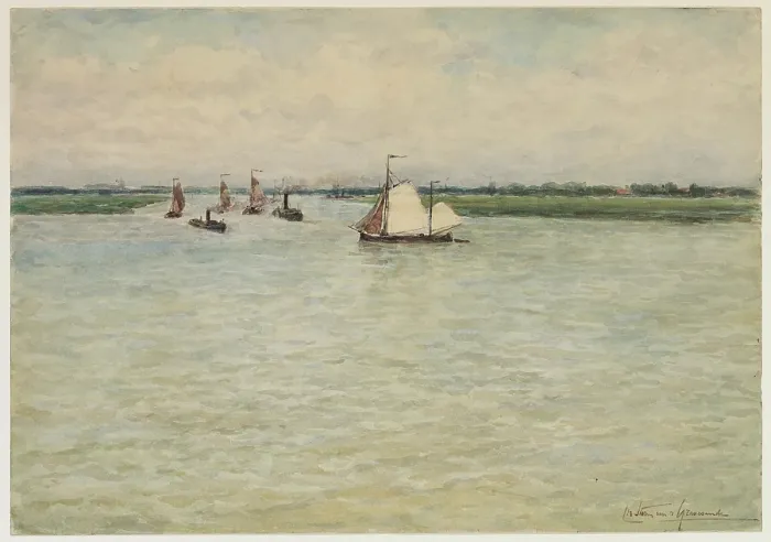 Framed Print : The Maas off Dordrecht (recto), c1860-1920. Creator: Carel Nicolaas Storm Framed Print : The Maas off Dordrecht (recto), c1860-1920. Creator: Carel Nicolaas Storm