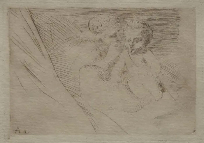 Framed Print : Mab et Cupidon. Creator: Alphonse Legros (French, 1837-1911) Framed Print : Mab et Cupidon. Creator: Alphonse Legros (French, 1837-1911)