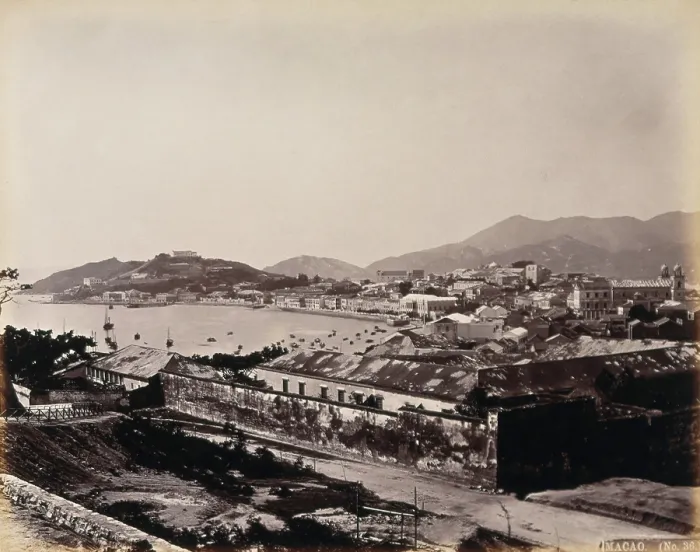 Framed Print : Macao Island: Penha Hill and the bay encircled by the Praya Grande, c1873. Creator: William Pryor Floyd Framed Print : Macao Island: Penha Hill and the bay encircled by the Praya Grande, c1873. Creator: William Pryor Floyd