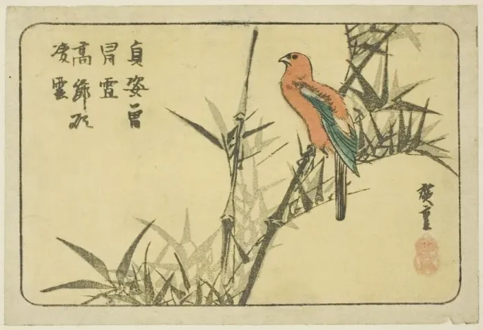 Framed Print : Macaw and bamboo, n. d. Creator: Ando Hiroshige Framed Print : Macaw and bamboo, n. d. Creator: Ando Hiroshige