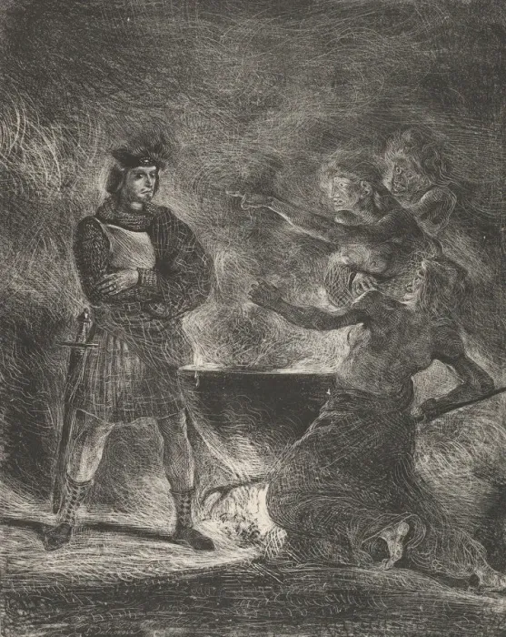 Framed Print : Macbeth Consulting the Witches, 1825. 1825. Creator: Eugene Delacroix Framed Print : Macbeth Consulting the Witches, 1825. 1825. Creator: Eugene Delacroix