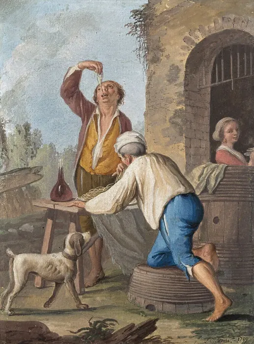 Framed Print : Maccaronaro (macaroni seller), 1799. Creator: Della Gatta, Saverio (Xavier) (1758-1828) Framed Print : Maccaronaro (macaroni seller), 1799. Creator: Della Gatta, Saverio (Xavier) (1758-1828)
