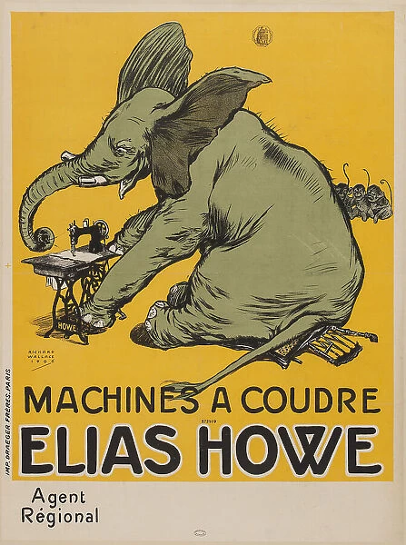Machine à coudre Elias Howe, 1906. Creator: Wallace, Richard William (1872-1927)
