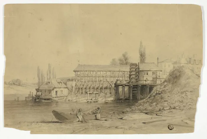 Framed Print : Machine de Marly, 1843. Creators: Unknown, Percival Framed Print : Machine de Marly, 1843. Creators: Unknown, Percival