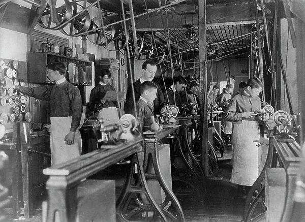 Machine shop class, Washington, D.C. (1899?). Creator: Frances Benjamin Johnston