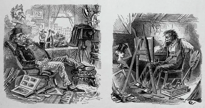 Framed Print : Machinery ahead of art - The portrait taker - The portrait painter, between c1888 and c1938. Creator: Unknown Framed Print : Machinery ahead of art - The portrait taker - The portrait painter, between c1888 and c1938. Creator: Unknown